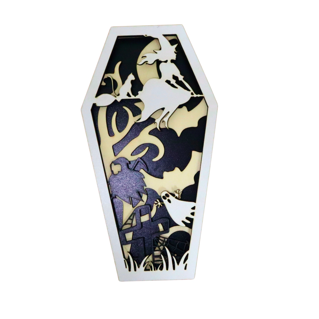 DH052.... Decoratiune de Halloween, Lemn, Negru, 30x16 cm, DH052 - imagine 1