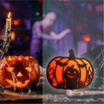 Decoratiune de Halloween, Dovleac, Lemn, Portocaliu, 30x25 cm, DH055 - imagine 4