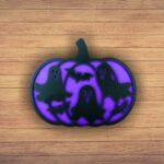 Decoratiune de Halloween, Dovleac, Lemn, Mov, 30x25 cm, DH056 - imagine 5