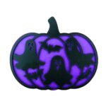 Decoratiune de Halloween, Dovleac, Lemn, Mov, 30x25 cm, DH056 - imagine 3