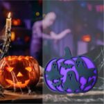 Decoratiune de Halloween, Dovleac, Lemn, Mov, 30x25 cm, DH056 - imagine 4