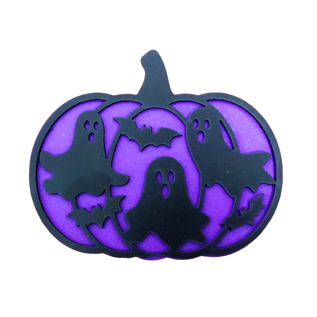 DH056 Decoratiune de Halloween, Dovleac, Lemn, Mov, 30x25 cm, DH056 - imagine 1