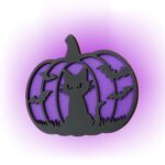 Decoratiune de Halloween, Dovleac, Lemn, Mov, 30x25 cm, DH057 - imagine 5