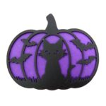 Decoratiune de Halloween, Dovleac, Lemn, Mov, 30x25 cm, DH057