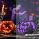 Decoratiune de Halloween, Dovleac, Lemn, Mov, 30x25 cm, DH058 - imagine 4