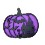 Decoratiune de Halloween, Dovleac, Lemn, Mov, 30x25 cm, DH058 - imagine 2