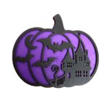 Decoratiune de Halloween, Dovleac, Lemn, Mov, 30x25 cm, DH058