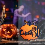 Decoratiune de Halloween, Dovleac, Lemn, Portocaliu, 30x30 cm, DH059 - imagine 4