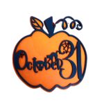 Decoratiune de Halloween, Dovleac, Lemn, Portocaliu, 30x30 cm, DH059 - imagine 2