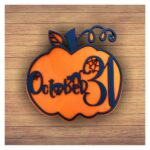 Decoratiune de Halloween, Dovleac, Lemn, Portocaliu, 30x30 cm, DH059 - imagine 5