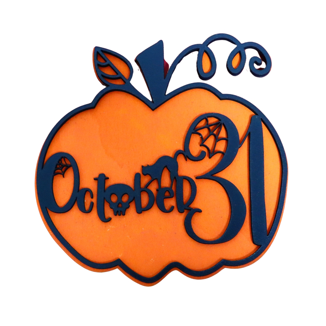 DH059 Decoratiune de Halloween, Dovleac, Lemn, Portocaliu, 30x30 cm, DH059 - imagine 1