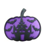 Decoratiune de Halloween, Dovleac, Lemn, Mov, 30x28 cm, DH063 - imagine 2