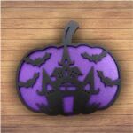 Decoratiune de Halloween, Dovleac, Lemn, Mov, 30x28 cm, DH063 - imagine 5