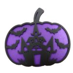 Decoratiune de Halloween, Dovleac, Lemn, Mov, 30x28 cm, DH063 - imagine 3