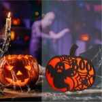 Decoratiune de Halloween, Dovleac, Lemn, Portocaliu, 30x28 cm, DH064 - imagine 4