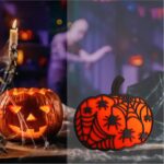 Decoratiune de Halloween, Dovleac, Lemn, Portocaliu, 30x28 cm, DH066 - imagine 4