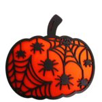 Decoratiune de Halloween, Dovleac, Lemn, Portocaliu, 30x28 cm, DH066 - imagine 3