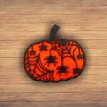 Decoratiune de Halloween, Dovleac, Lemn, Portocaliu, 30x28 cm, DH066 - imagine 5