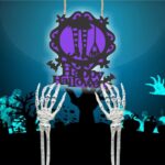 Decoratiune de Halloween, Lemn, Mov, 30x27 cm, DH072 - imagine 4