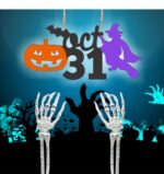 Decoratiune de Halloween, Lemn, Negru, 30x14cm, DH073 - imagine 5