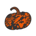 Decoratiune de Halloween, Dovleac, Lemn, Portocaliu, 30x34 cm, DH076 - imagine 2