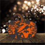 Decoratiune de Halloween, Dovleac, Lemn, Portocaliu, 30x34 cm, DH076 - imagine 3