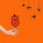 Decoratiune de Halloween, Bomboana  Chupa Chups, Portocaliu, 8x12 cm, DH079 - imagine 2