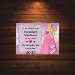 Marturie botez cu urare, Frumoasa Adormita, Magnet,10×7.5 cm, MGB001, Roz - imagine 4