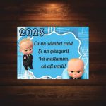 Marturie botez cu urare, Baby Boss, Magnet,10×7.5 cm, MGB002, Albastru - imagine 4