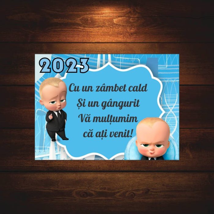 Marturie botez cu urare, Baby Boss, Magnet,10×7.5 cm, MGB002, Albastru - imagine 4
