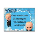 Marturie botez cu urare, Baby Boss, Magnet,10×7.5 cm, MGB002, Albastru - imagine 3