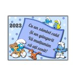 Marturie botez cu urare, Strumfi, Magnet,10×7.5 cm, MGB006, Albastru - imagine 3