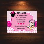 Marturie botez cu urare, Minnie Mouse, Magnet,10×7.5 cm, MGB009, Roz - imagine 4