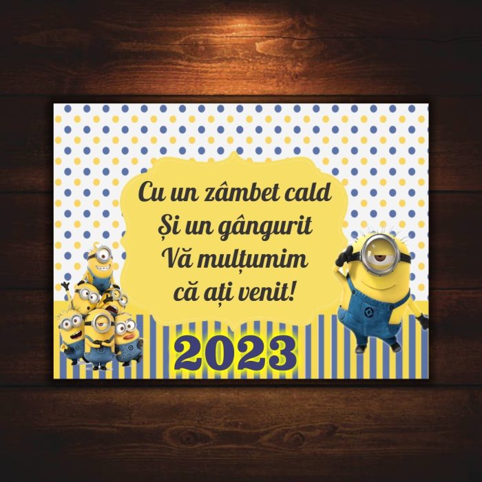 Marturie botez cu urare, Minioni, Magnet,10×7.5 cm, MGB010, Galben - imagine 4