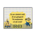Marturie botez cu urare, Minioni, Magnet,10×7.5 cm, MGB010, Galben - imagine 3