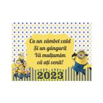 Marturie botez cu urare, Minioni, Magnet,10×7.5 cm, MGB010, Galben