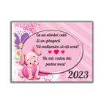 Marturie botez cu urare, Porcusorul Piglet, Magnet,10×7.5 cm, MGB016, Roz - imagine 3