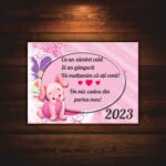 Marturie botez cu urare, Porcusorul Piglet, Magnet,10×7.5 cm, MGB016, Roz - imagine 4
