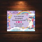 Marturie botez cu urare, Unicorn, Magnet,10×7.5 cm, MGB018, Mov - imagine 4