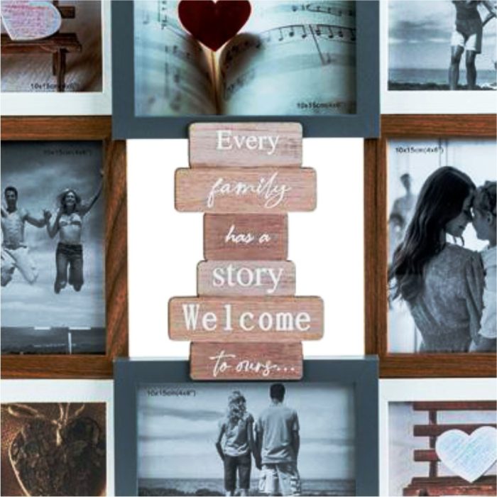 Rama, Foto, Decorativa, din Lemn, "Every Family..." ,(8 poze) 50x42x4cm, RMFAM003 - imagine 2