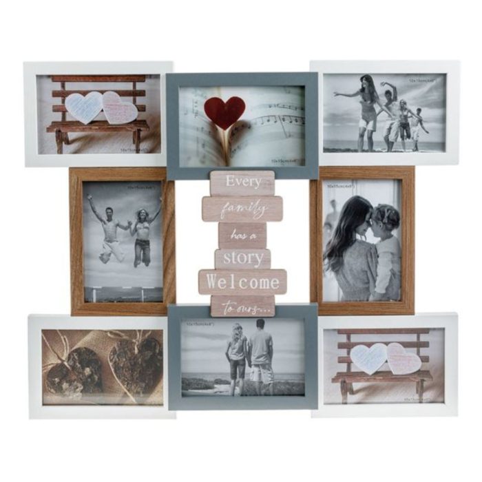 Rama, Foto, Decorativa, din Lemn, "Every Family..." ,(8 poze) 50x42x4cm, RMFAM003 - imagine 1