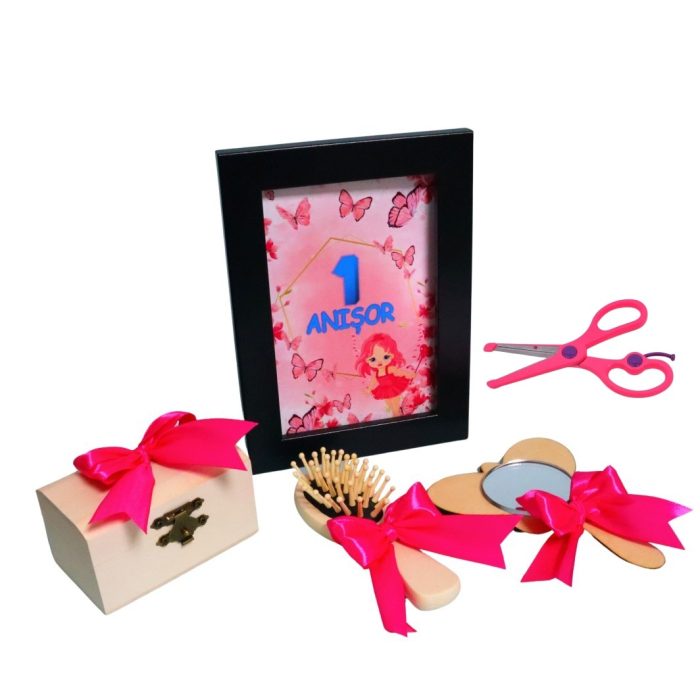 Set Mot Personalizat, Fluturi, 6 Piese, Lemn, Roz, 20x30cm, SMD069 - imagine 3