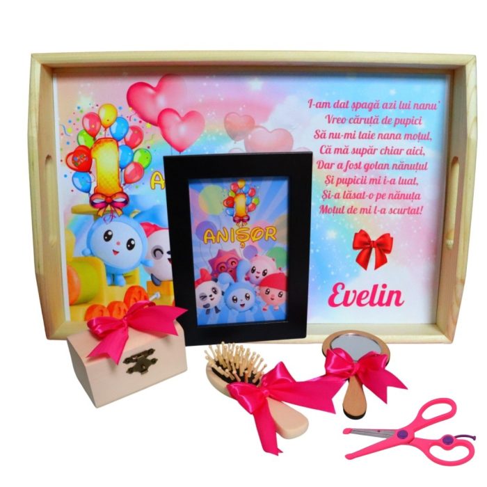 Set Mot Personalizat, Baby Ricky, 6 Piese, Lemn, Roz, 20x30cm, SMD070 - imagine 1