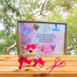 Set Mot Personalizat, Fluturi, 5 Piese, Lemn, Roz, 20x30cm, SMD072 - imagine 4