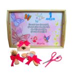 Set Mot Personalizat, Fluturi, 5 Piese, Lemn, Roz, 20x30cm, SMD072