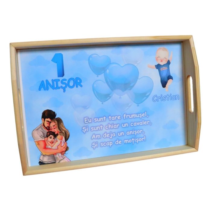 Set Mot Personalizat, Baby Boy, 5 Piese, Lemn, Albastru, 20x30cm, SMD074 - imagine 3
