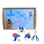 Set Mot Personalizat, Baby Boy, 5 Piese, Lemn, Albastru, 20x30cm, SMD074
