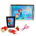 Set Mot Personalizat, Mica Sirena, 6 Piese, Lemn, Rosu, 20x30cm, SMD075