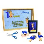 Set Mot Personalizat, Micul Print, 6 Piese, Lemn, Albastru, 20x30cm, SMD077