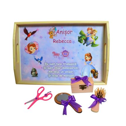 Set Mot Personalizat, Printesa Sofia, 5 Piese, Lemn, Mov, 20x30cm, SMD080